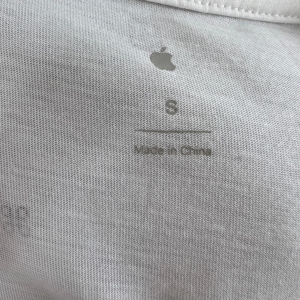 APPLE White Cotton Crewneck Short Sleeve Graphic Print Casual T-Shirt Size S - Picture 6 of 8